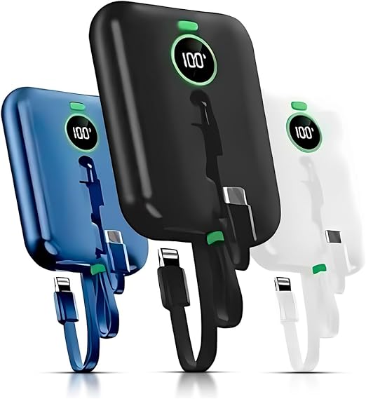 Carregador Portátil 10000mah Power Bank Compacto, Visor Digital, Compativel Iphone E Android (Preto)
